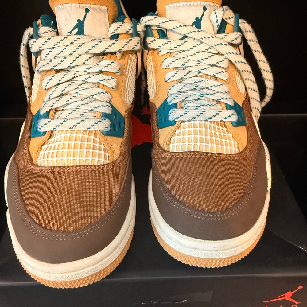 Like new, Air Jordan Retro 4 Sneakers in Brown and Tan, Size 4.5Y - Picture 7 of 8
